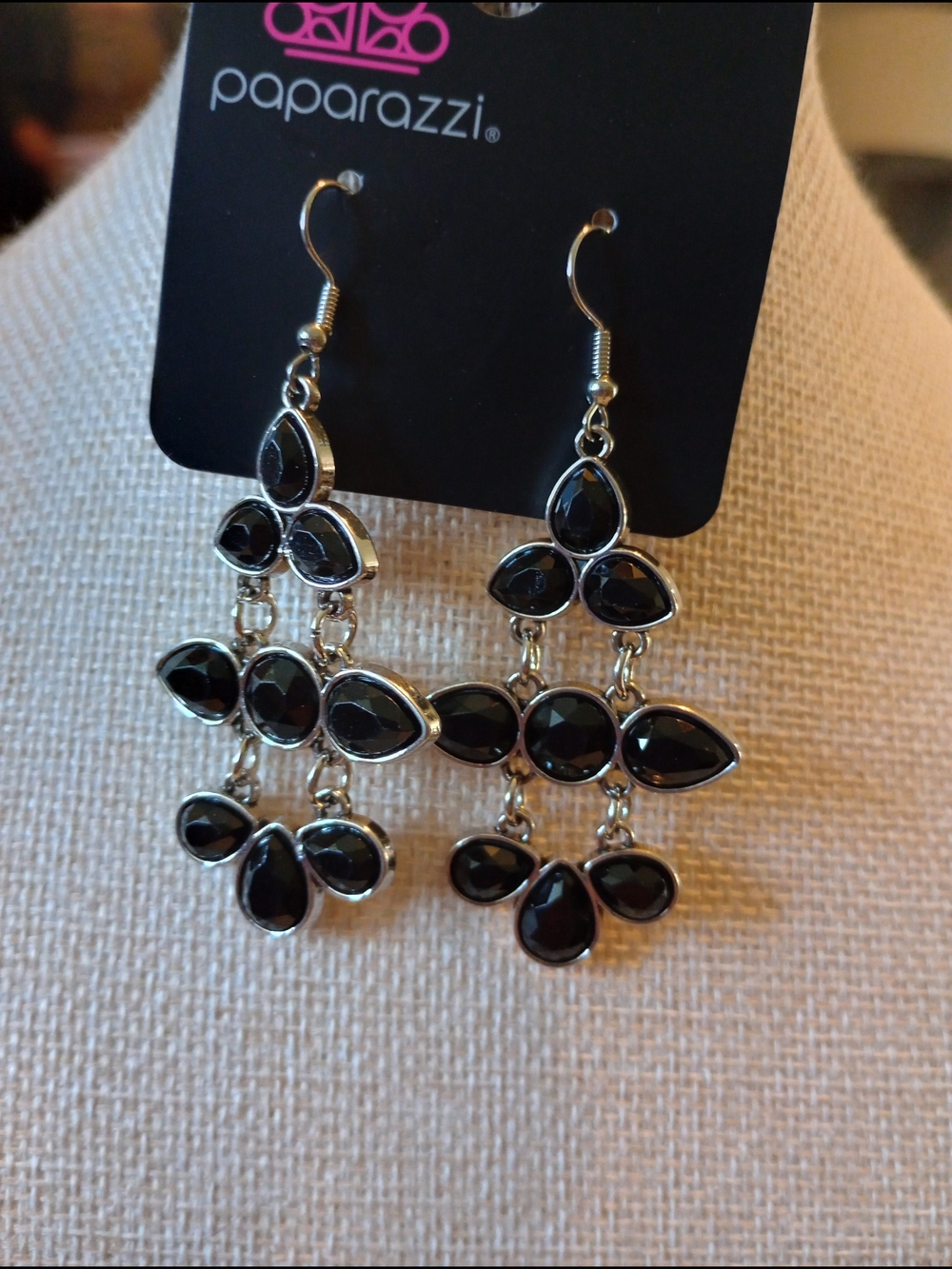 paparazzi Black Multi-Teardrop Chandelier Earrings